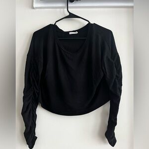 Black Long Sleeve Top with Sleeve Accents